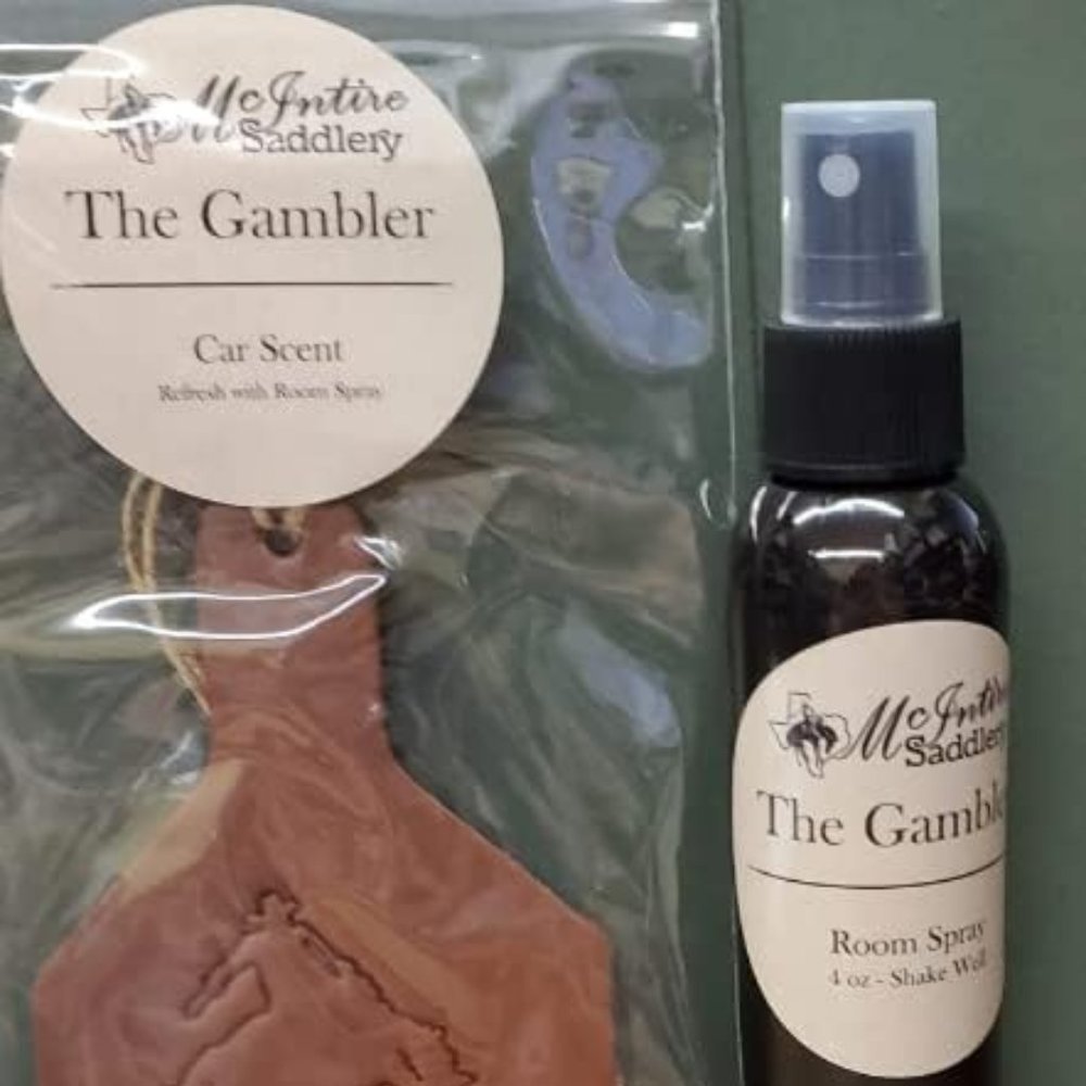 McIntire Saddlery Ear Tag Car Air Freshener and Room Spray - The Gambler